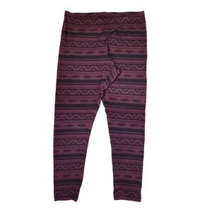 Old Navy Maroon and Black Aztec Bohemian Stretchy Cozy Comfy Leggings Size XL